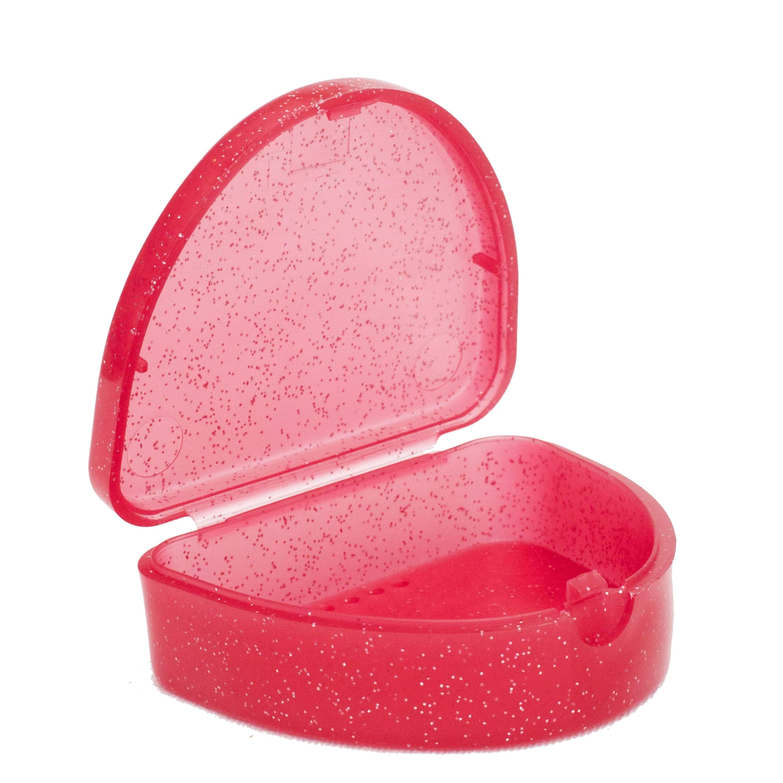 Slim Orthodontic Dental Case - Colour & Glitter Choices for Retainers, Bleaching Trays, Dentures & More (Glitter Red)