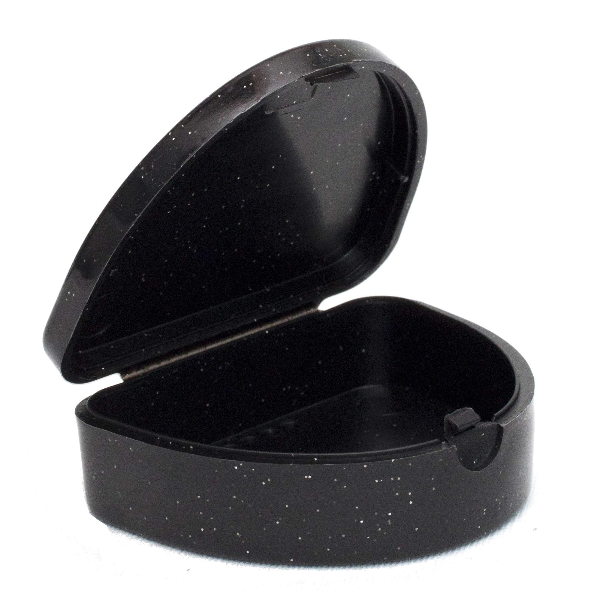 Slim Orthodontic Dental Case - Colour & Glitter Choices for Retainers, Bleaching Trays, Dentures & More (Glitter Black)