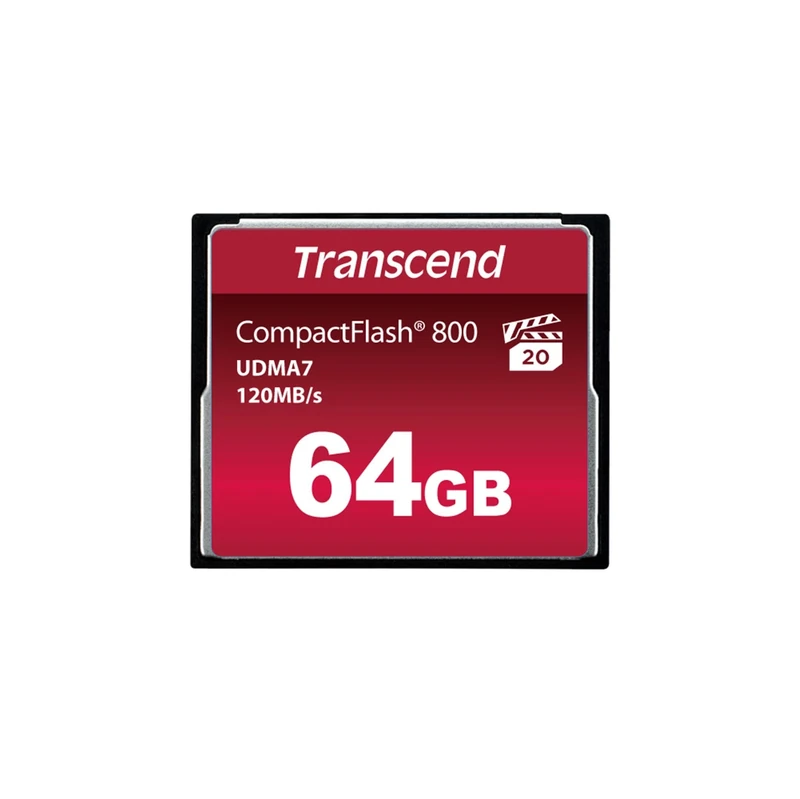Transcend 64GB CompactFlash 800 Memory Card, Up to 120/60 MB/s, Supports High-Speed Ultra DMA Transfer Mode 7, appropriate for Ultra-High Resolution Full HD and 3D Video Recording TS64GCF800