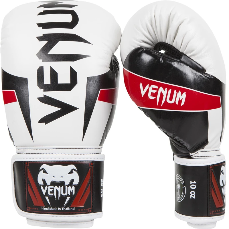 Venum Elite Boxing Gloves - Ice/Black/Red, 10 oz