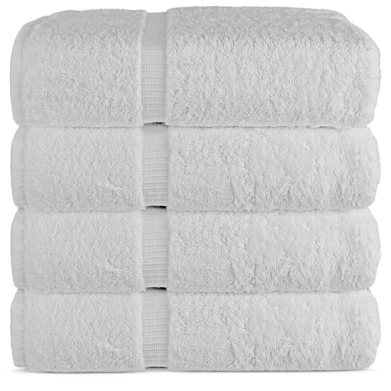 Luxury Hotel & Spa Bath Towel 100% Genuine Turkish Cotton, 27" x 54",Set of 4,White