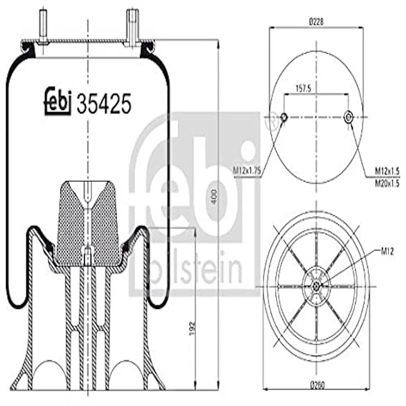 febi bilstein 39425 Air Spring with plastic piston, pack of one