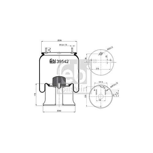 febi bilstein 39542 Air Spring with steel piston, pack of one