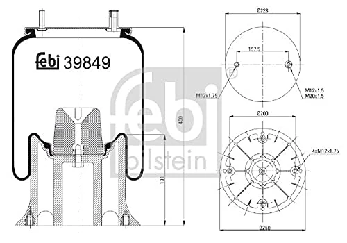 febi bilstein 39849 Air Spring with plastic piston, pack of one