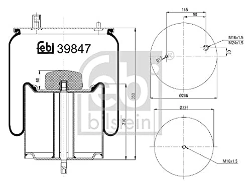 febi bilstein 39847 Air Spring with steel piston and piston rod, pack of one