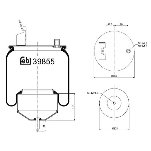 febi bilstein 39855 Air Spring with steel piston and piston rod, pack of one