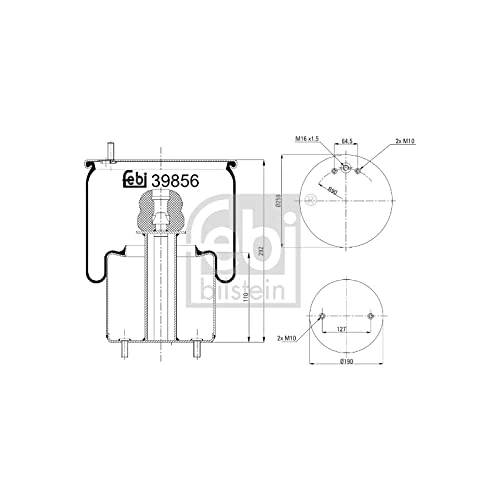 febi bilstein 39856 Air Spring with steel piston, pack of one