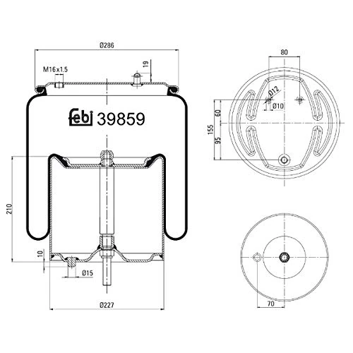 febi bilstein 39859 Air Spring with steel piston and piston rod, pack of one