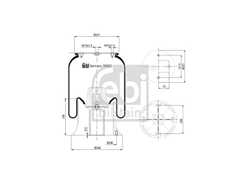 febi bilstein 39862 Air Spring with aluminium piston, pack of one