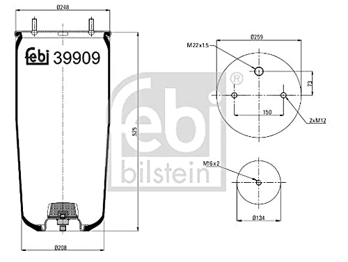 febi bilstein 39909 Air Spring without piston, pack of one