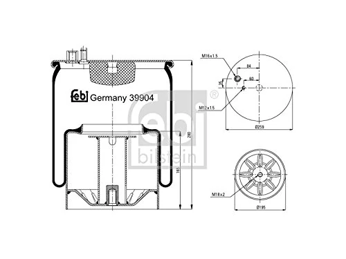 febi bilstein 39904 Air Spring with steel piston, pack of one