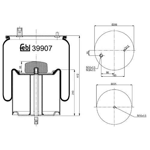 febi bilstein 39907 Air Spring with steel piston and piston rod, pack of one