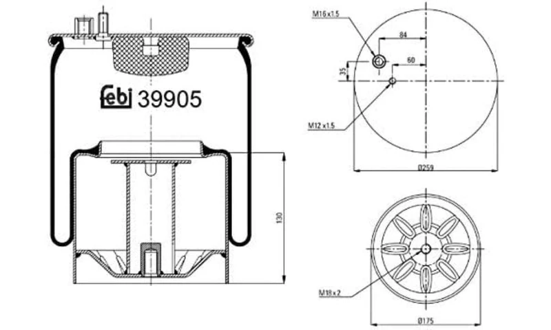 febi bilstein 39905 Air Spring with steel piston, pack of one