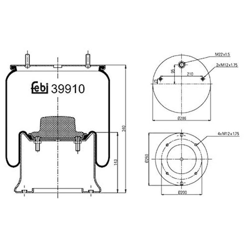 febi bilstein 39910 Air Spring with steel piston, pack of one