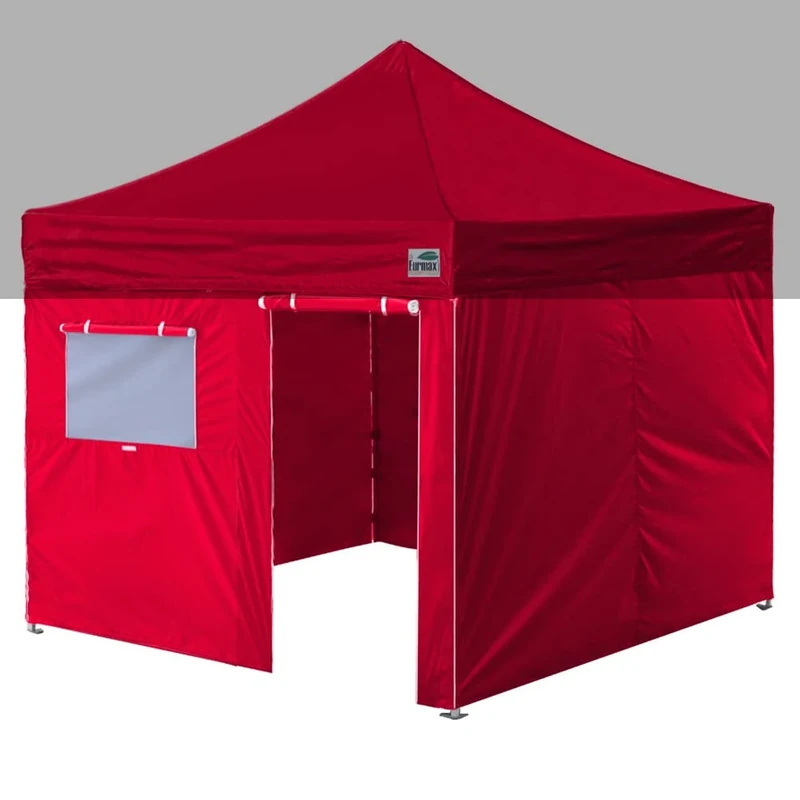 Eurmax USA Full Zippered Walls for 10 x 10 Easy Pop Up Canopy Tent,Enclosure Sidewall Kit with Roller Up Mesh Window and Door 4 Walls ONLY,NOT Including Frame and Top（Red）