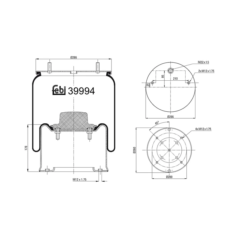 febi bilstein 39994 Air Spring with steel piston, pack of one