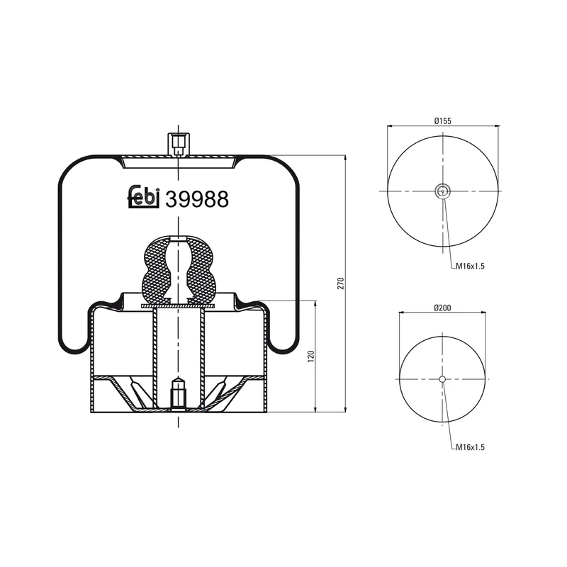 febi bilstein 39988 Air Spring with steel piston, pack of one