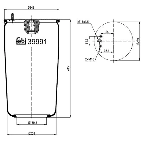 febi bilstein 39991 Air Spring without piston, pack of one