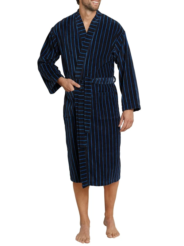Schiesser Men'S Bathrobe - Blue - Blau (Dunkelblau) - Medium (Brand Size: 050)