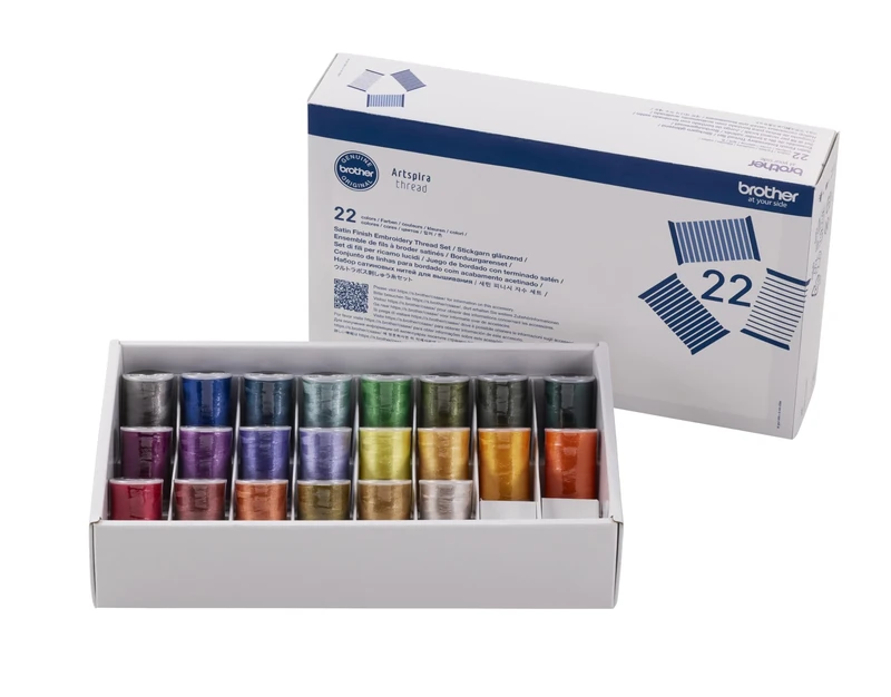 Brother Artspira Embroidery Thread Set – 22 Colours (ETS22N), App‑Connected Smart Threads with Colour Search & Design Matching, High Quality Polyester - Image 1