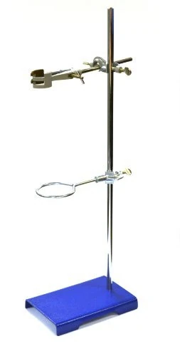 Eisco Chemical Resistant Steel Ring Stand Set - Lab Support with Clamp - 8x5 Inch Base, 24 Inch Rod - Glass Funnel Stand or Test Tube Holder - Image 1