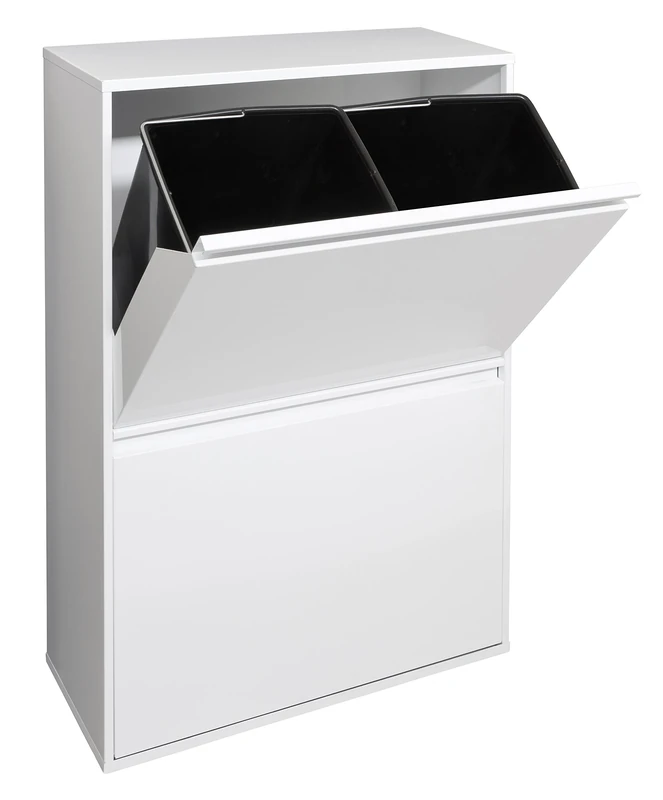 Arregui CR601-B 4-Compartment Steel Recycling Trash Can | 4x17L (68L) | Kitchen Trash Bins | Recycling Bins for Home or Office | white