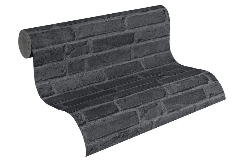 A.S. Création Brick Wallpaper Elements Non-Woven Wallpaper 10.05 m x 0.53 m Black Grey Made in Germany 942833 94283-3