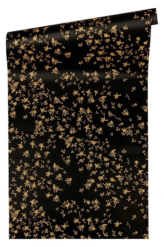 A.S. Création Floral Wallpaper Versace 4 Non-Woven Wallpaper 10.05 m x 0.70 m Black Gold Made in Germany 935854 93585-4