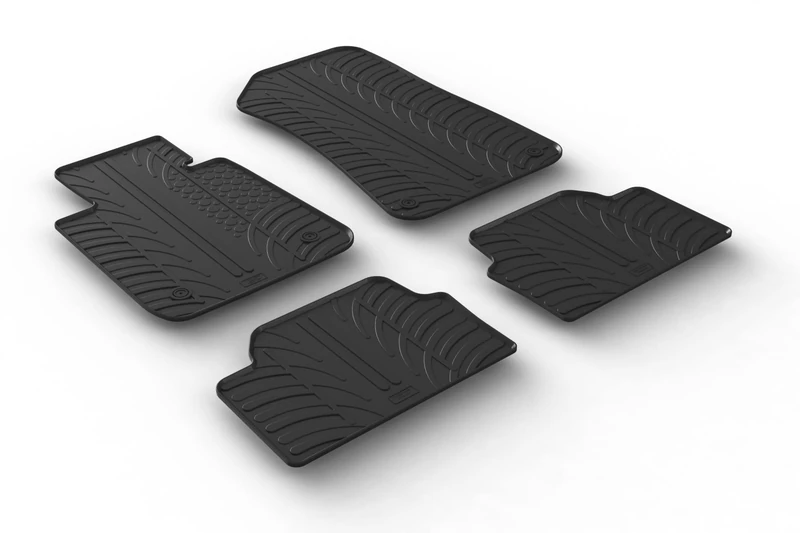 Gledring Rubber car mats set LHD compatible with BMW 1 Series E81/E87 3/5 doors 2004-2011 (T profile 4-pieces + mounting clips)
