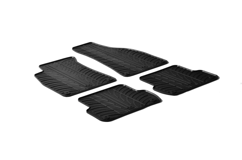 Gledring Rubber car mats set LHD compatible with Audi A4 8E 2001-2008 / Seat Exeo (T profile 4-pieces + mounting clips)