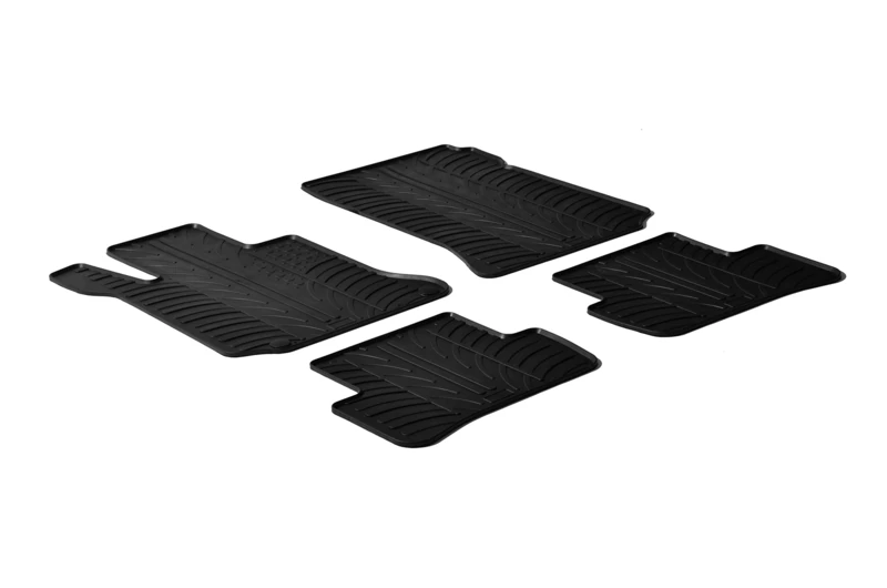 Gledring Rubber car mats set LHD compatible with Mercedes C-Class W204 2007-2013 (T profile 4-pieces + mounting clips)