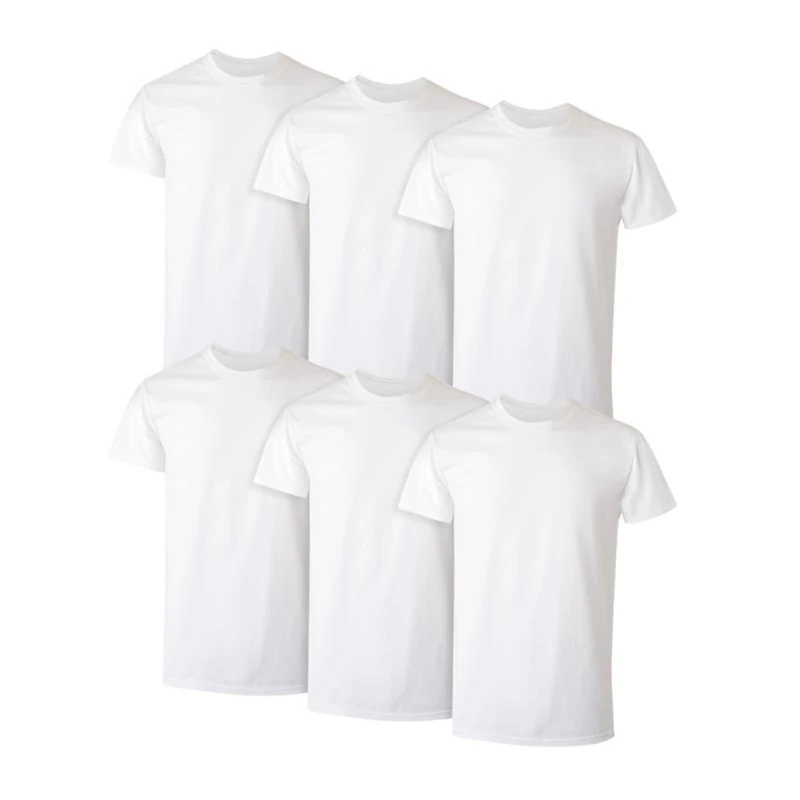 Hanes Men's Cotton, Moisture-Wicking Crew Tee Undershirts, Multi-Packs, White-6 Pack, S (Pack of 6)
