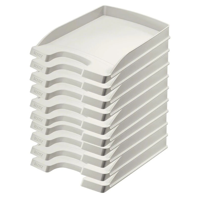 Leitz Plus Letter Tray Slim 35 mm – Pack of 10 Height 37 mm Gray