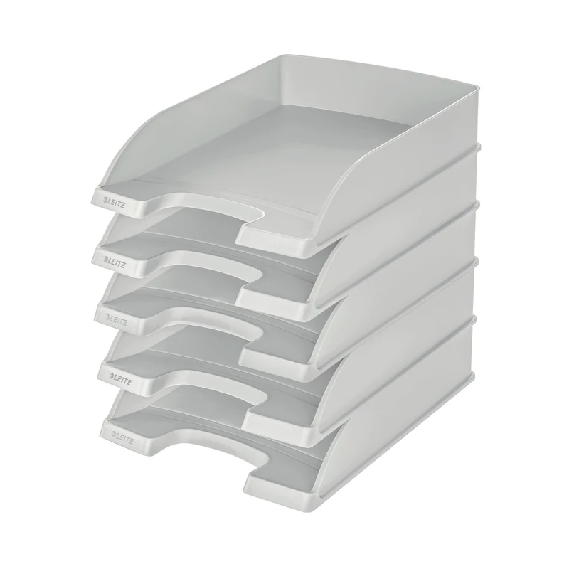 Leitz Plus Letter Tray 70 mm - Gray - Pack of 5