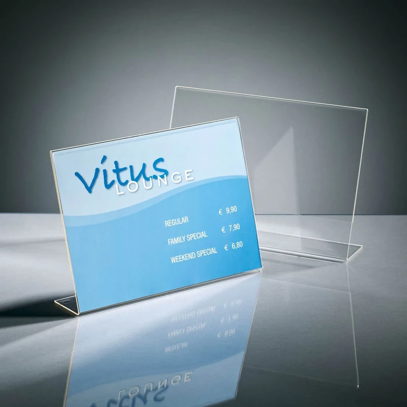 SIGEL TA211 Sign Holder, slanted, for A4, single-sided presentation, uv resistant acrylic, transparent, 10 Pieces