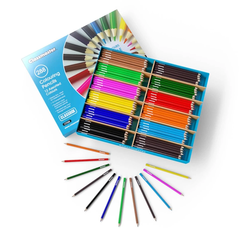 SHOW-ME Classmaster Pre-Sharpened Colouring Pencils – 288 Pieces, 12 Bright Assorted Colours – Ideal for School, Art & Craft Sets - Image 1