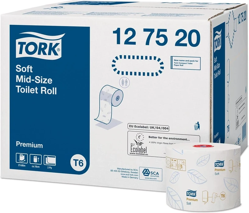 TORK 127520 Soft Toilet Roll, Mid-Size (Pack of 27)