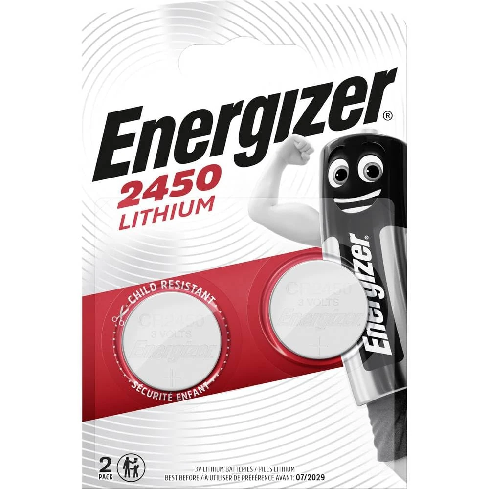 Energizer CR2450 Batteries, Lithium Coin, 2 Pack