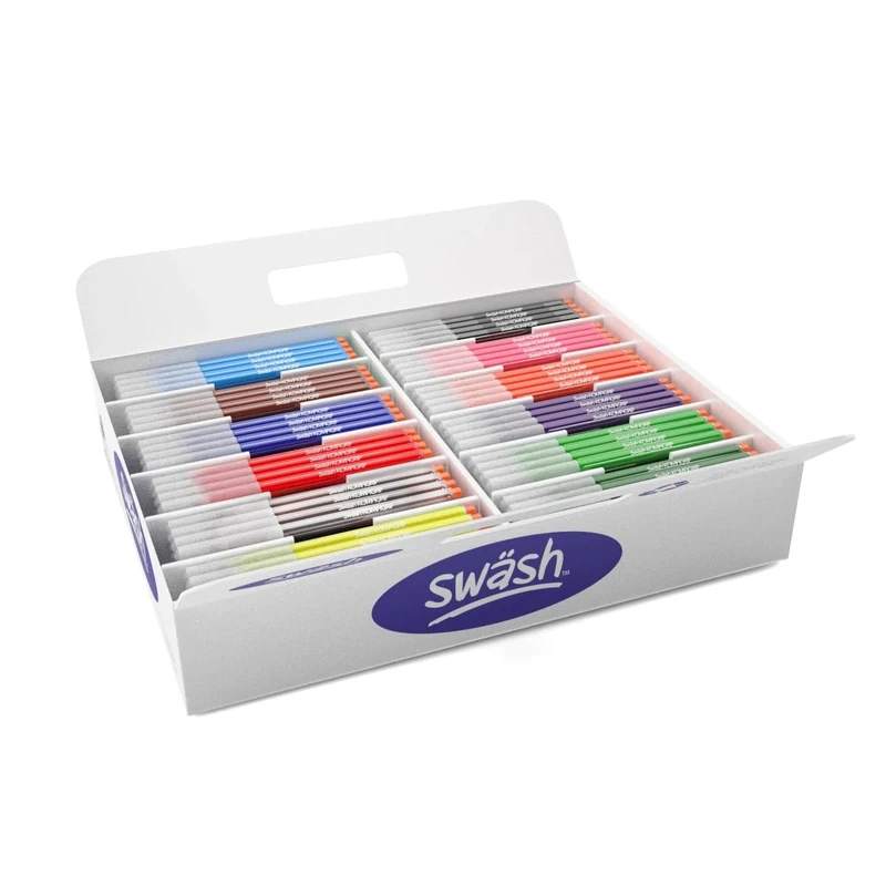 Swash TC300BD Komfigrip Colouring Pens, Class tray, Broad Tip (Pack of 300) Assorted