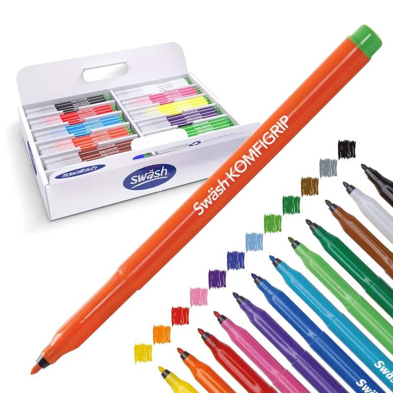 Swash TC300F Komfigrip Colouring Pens, Class tray, Fine Tip (Pack of 300) Multicolor