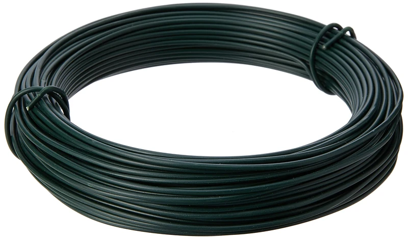 Tildenet 3070490 30m/ 2mm Plastic Coated Garden Wire Coil, Green