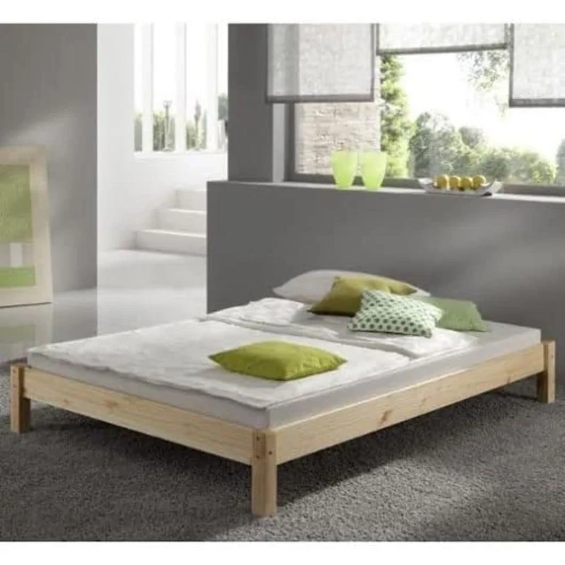 STRICTLY BEDS&BUNKS Kansas Pine bed Frame including Sprung Mattress (20cm), 5ft Kingsize