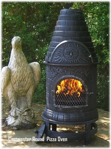 CASTMASTER MEXICAN STYLE CAST IRON WOOD FIRED CHIMINEA CHIMENEA PIZZA OVEN - ROUND