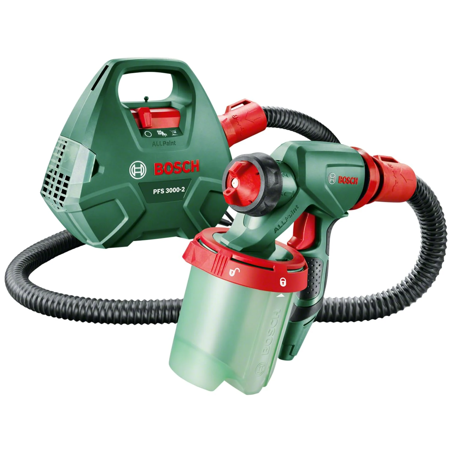 Bosch Home and Garden PFS 3000-2 Corded Paint Gun (650W, in a Cardboard Box) + Constant Feed Paint Container for Bosch Home and Garden PSF 3000-2, PFS 5000 E Capacity 1000 ml