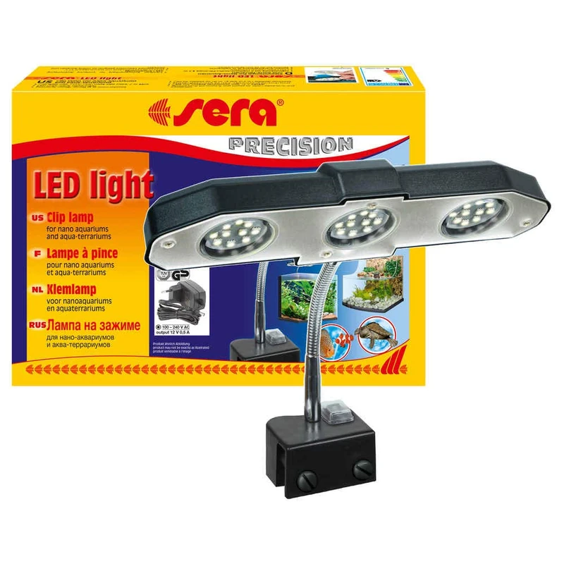 sera 31138 LED Light 3 x 2 W 1 LED Light (6 W / 12 V) with Slim Reflector for Lighting for Aquarium and Terrarium Such as Nano Aquariums Cube 16 L Silver