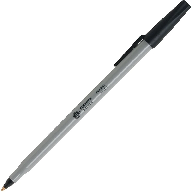 Business Source Ballpoint Stick Pens - Black - Medium Point - Box of 60 (37531) by Business Source