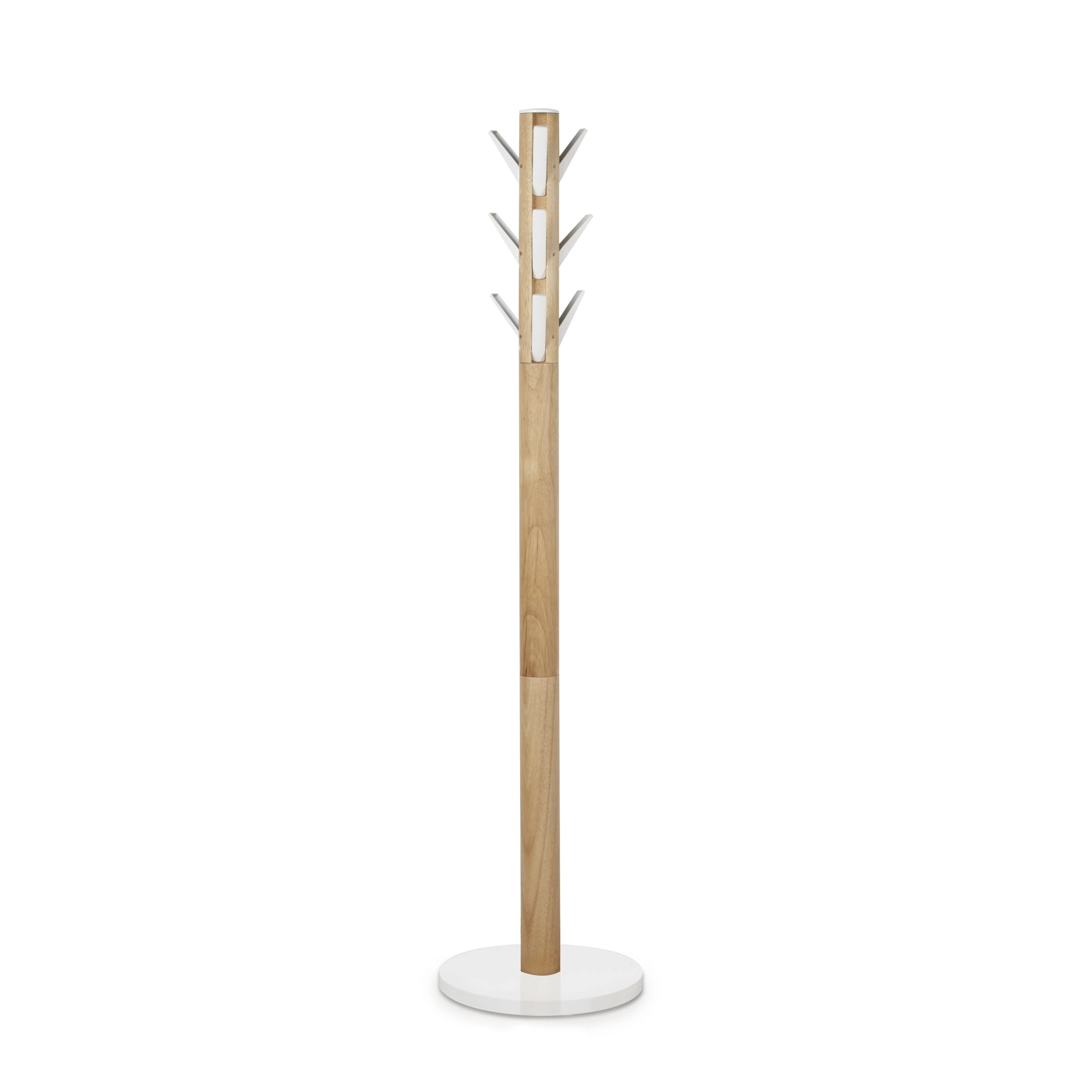 Umbra Flapper Coat Rack, Clothing Hanger, Umbrella Holder, and Hat Organizer, Great for Entryway, Wood, White/Natural