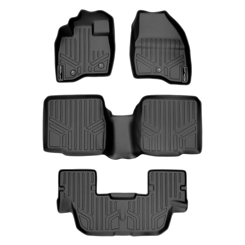MAX LINER - A0082/B0082/C0082 Floor Mats 3 Row Liner Set Black for 2011-2014 Ford Explorer without 2nd Row Center Console