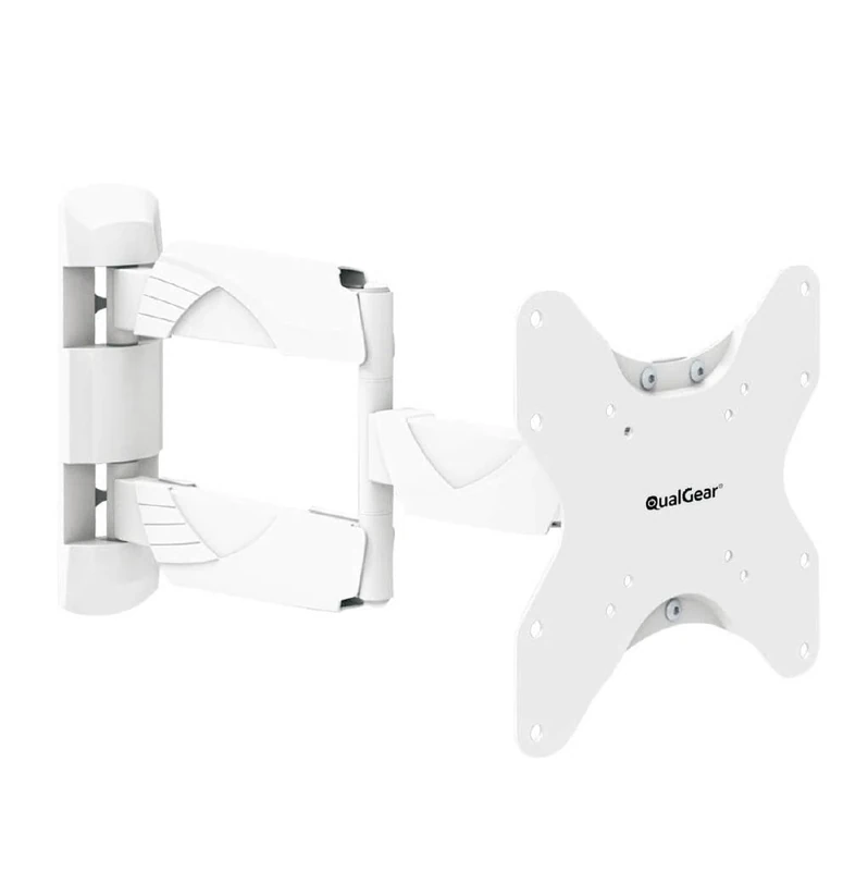QualGear Premium Quality Contemporary Style Ultra Low Profile Full Motion Wall Mount for LED TV Upto 23-42-Inch - White