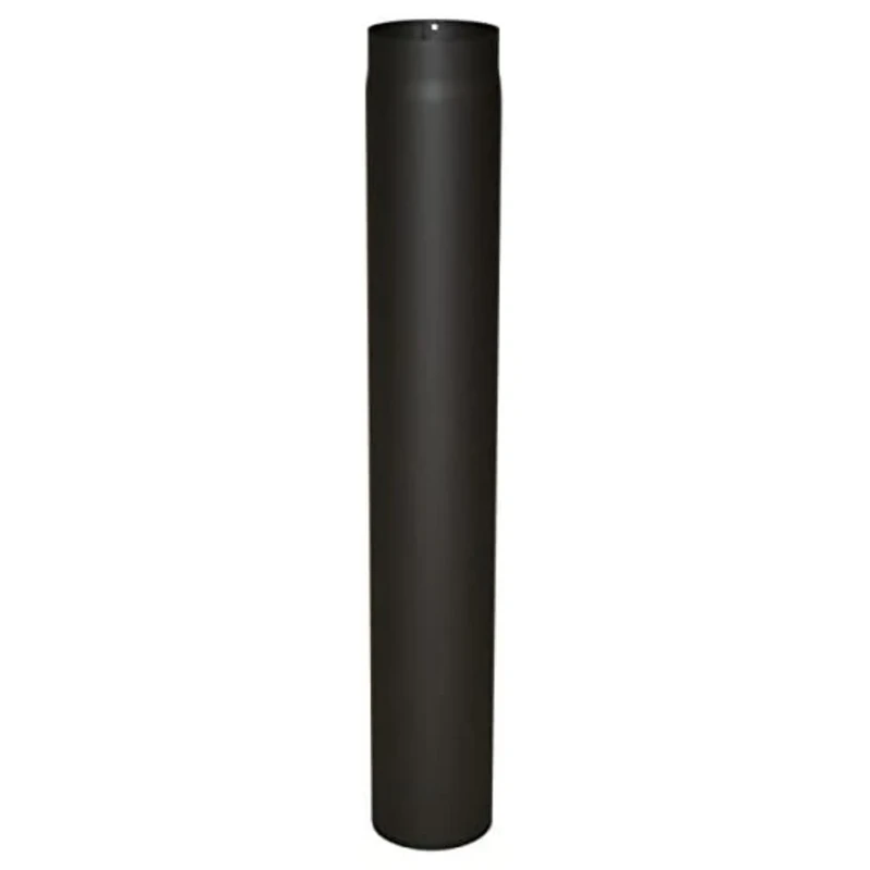 Kamino-Flam Ø 130 mm Steel Stove Pipe, Heat Resistant Senotherm Coating Flue Pipe for Stoves, approx. 1000 mm Straight Length Chimney Pipe, Single Wall Pipe EN 1856-2 Standard, Black